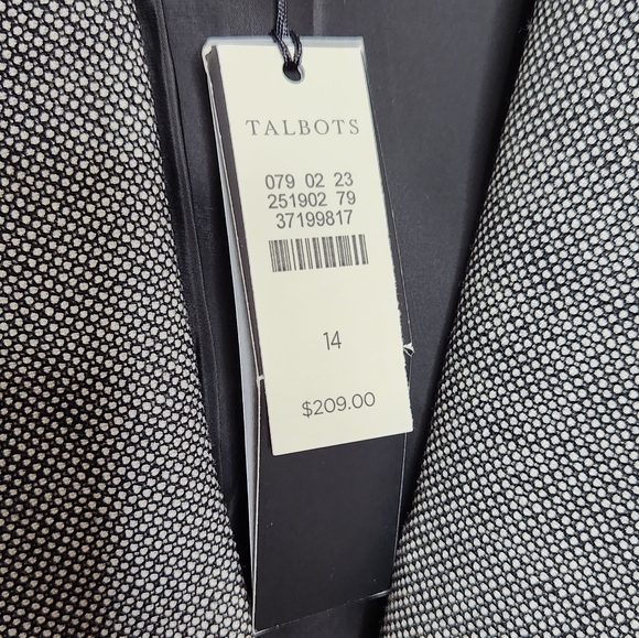 Talbots NWT Twill Wool Blend Blazer Jacket Black Circle Print Size 14 Women's - Picture 8 of 10